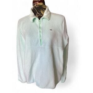 Vineyard vines harbor fleece quarter zip pullover women’s XL mint green